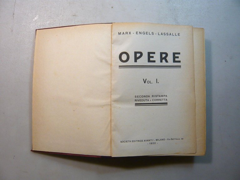 Marx, Engels, Lassalle,OPERE, editrice Avanti!, Milano, 1922[8 voll.