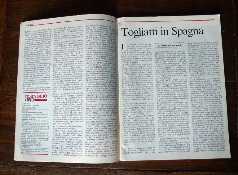 MARXISMO OGGI n.3 1988.RIVISTA BIMESTRALE DI CULTURA E POLITICA[Pestalozza