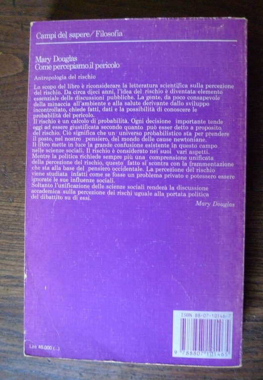 Mary Douglas,COME PERCEPIAMO IL PERICOLO.Antropologia del rischio,1991 | Immagine Gallery 2