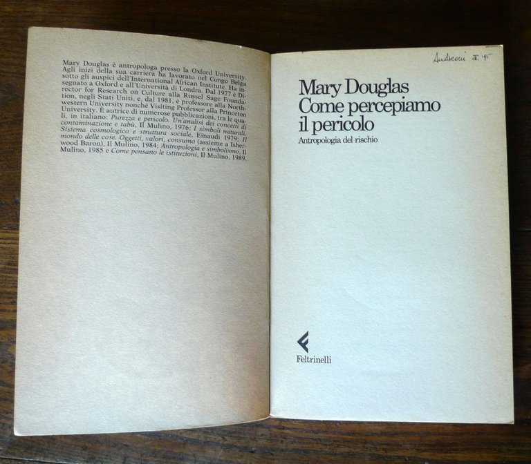 Mary Douglas,COME PERCEPIAMO IL PERICOLO.Antropologia del rischio,1991 | Immagine Gallery 3