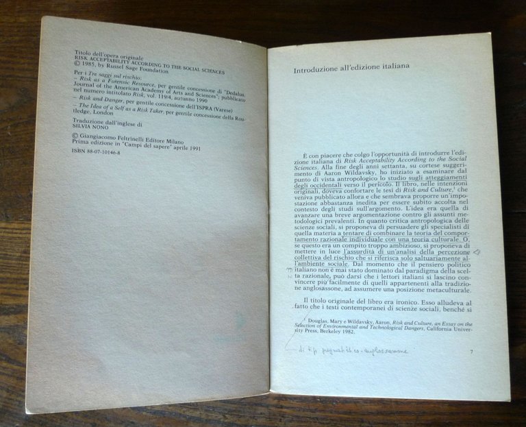 Mary Douglas,COME PERCEPIAMO IL PERICOLO.Antropologia del rischio,1991 | Immagine Gallery 4