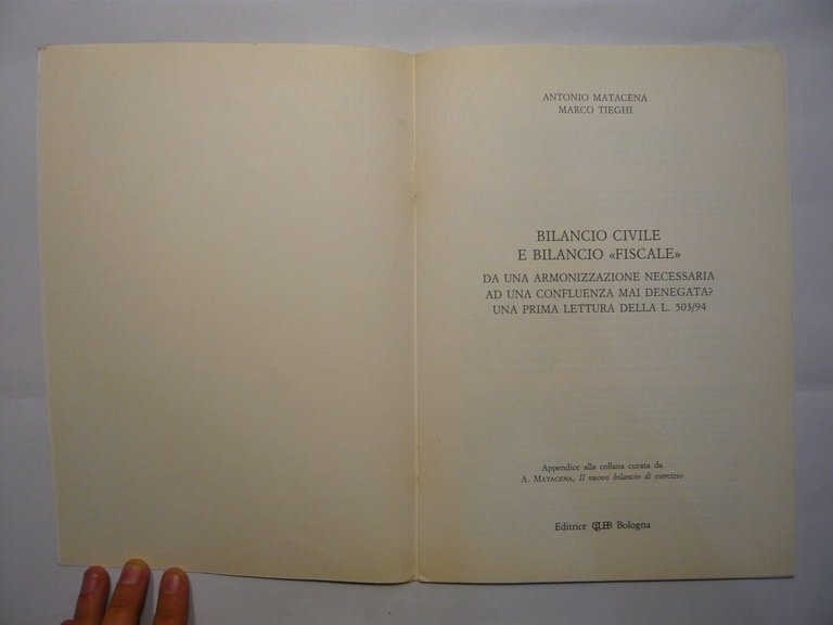 Matacena,Tieghi,IL BILANCIO DI ESERCIZIO,1993,Clueb[economia,contabilità
