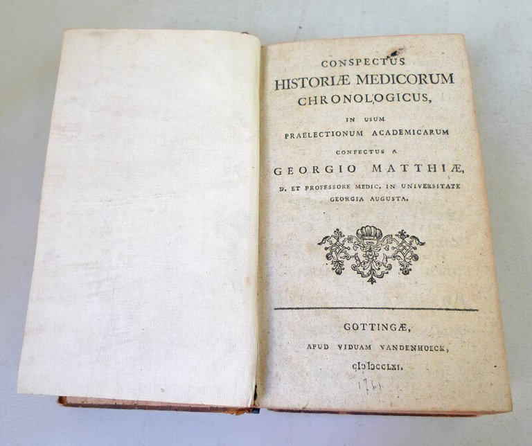 Matthiae,CONSPECTUS HISTORIAE MEDICORUM CHRONOLOGICUS,1761 Vandenhoeck[medicina
