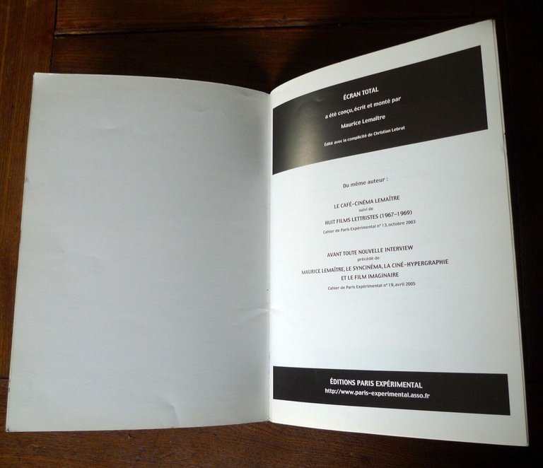 Maurice Lematre,CRAN TOTAL.Roman-film,2005 Paris Exprimental[Lettrisme,cinema