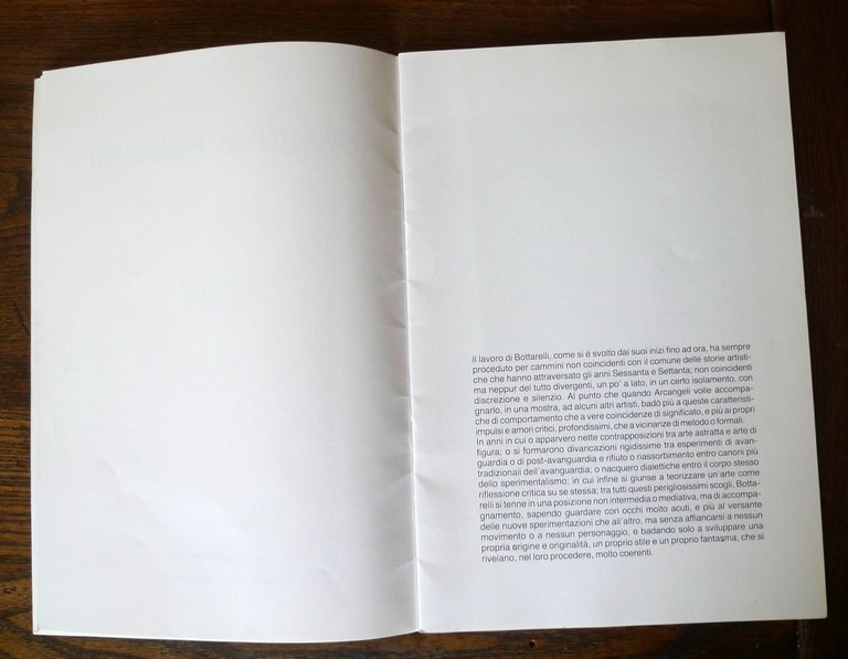 MAURIZIO BOTTARELLI,Catalogo mostra,1982 Galleria d'Arte la Bottega Parma