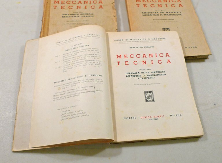 MECCANICA/MACCHINE IDRAULICHE/TERMODINAMICA INDUSTRIALE,Hoepli 1940[manuali