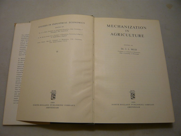 Meij,MECHANIZATION IN AGRICULTURE,Amsterdam,1960[economia industriale