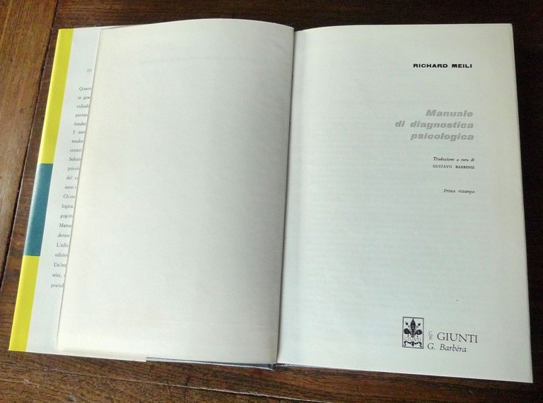 Meili,MANUALE DI DIAGNOSTICA PSICOLOGICA,1973 Giunti-Barbera[PSICOLOGIA