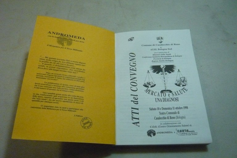 MERCATO E SALUTE UNA DIAGNOSI, 1999[atti del convegno