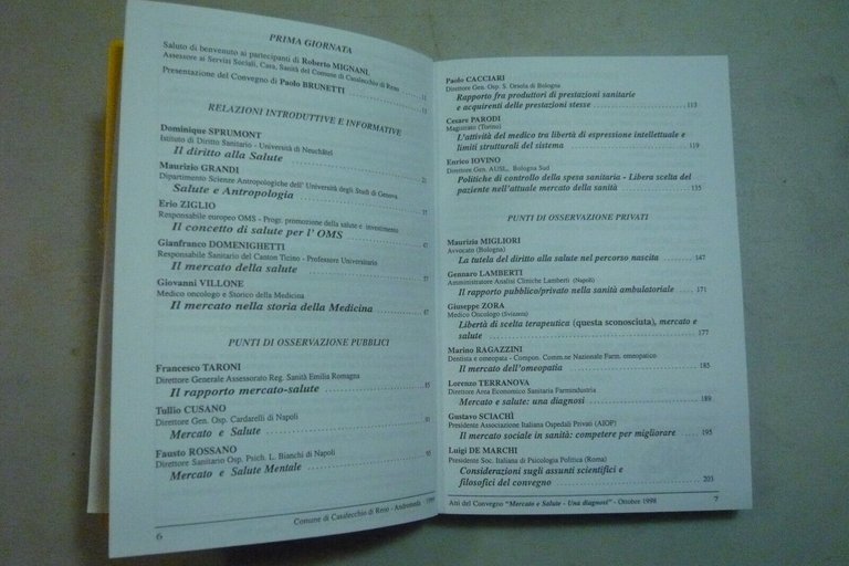 MERCATO E SALUTE UNA DIAGNOSI, 1999[atti del convegno