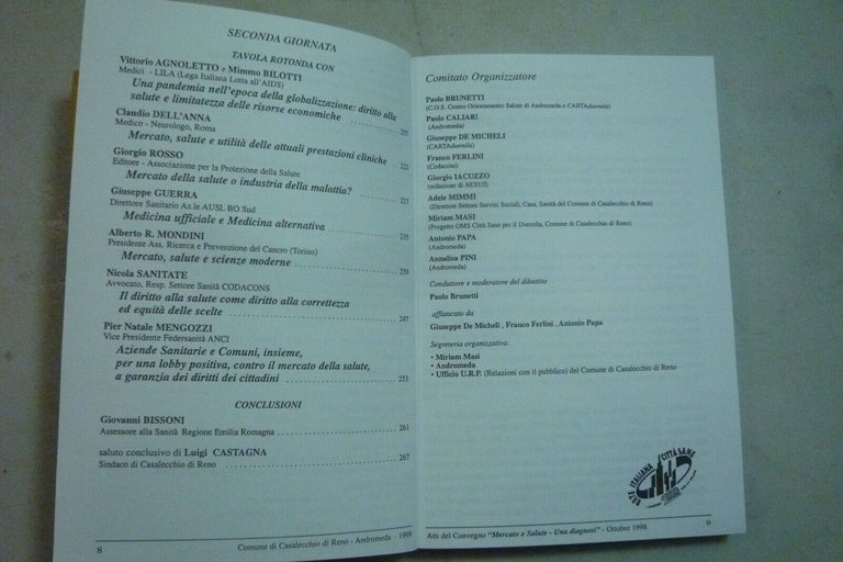 MERCATO E SALUTE UNA DIAGNOSI, 1999[atti del convegno