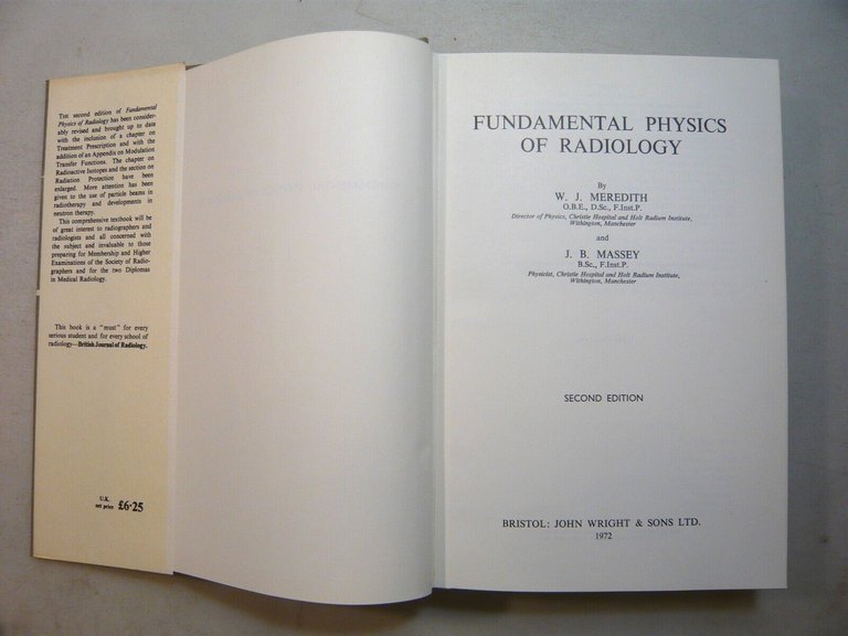 Meredith,Massey,FUNDAMENTAL PHYSICS OF RADIOLOGY,Bristol 1972[medicina
