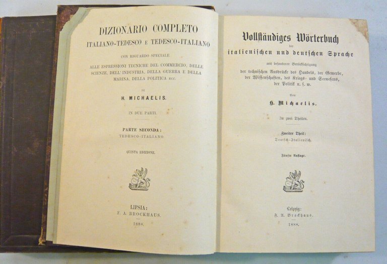 Michaelis,DIZIONARIO COMPLETO ITALIANO-TEDESCO E TEDESCO-ITALIANO,1886