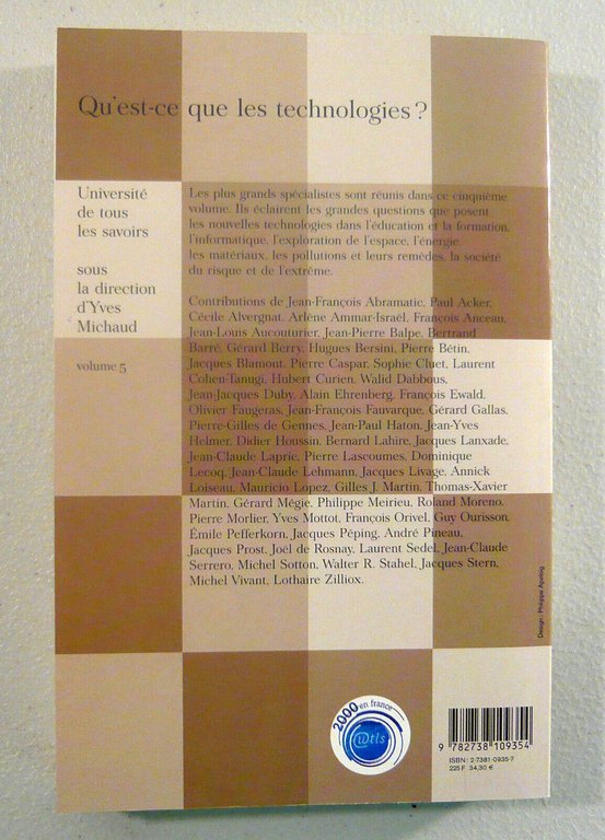 Michaud,QU’EST-CE QUE LES TECHNOLOGIES?,2001 Odile Jacob[nuove tecnologie