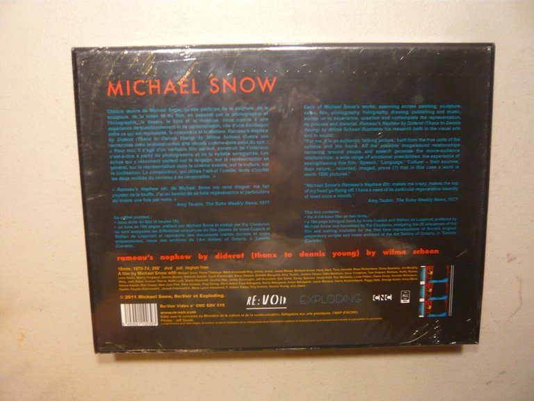 Micheal Snow, RAMAEU’S NEPHEW BY DIDEROT,Re-Voir Video, 2002[cinema sperimentale