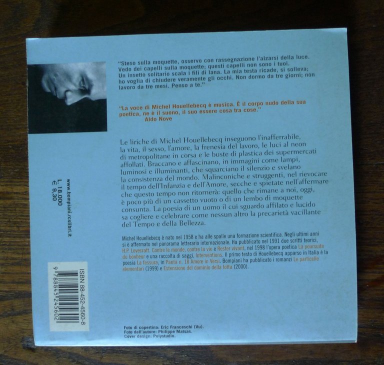 Michel Houellebecq,IL SENSO DELLA LOTTA,2000 Bompiani[poesia,inVersi,Aldo Nove