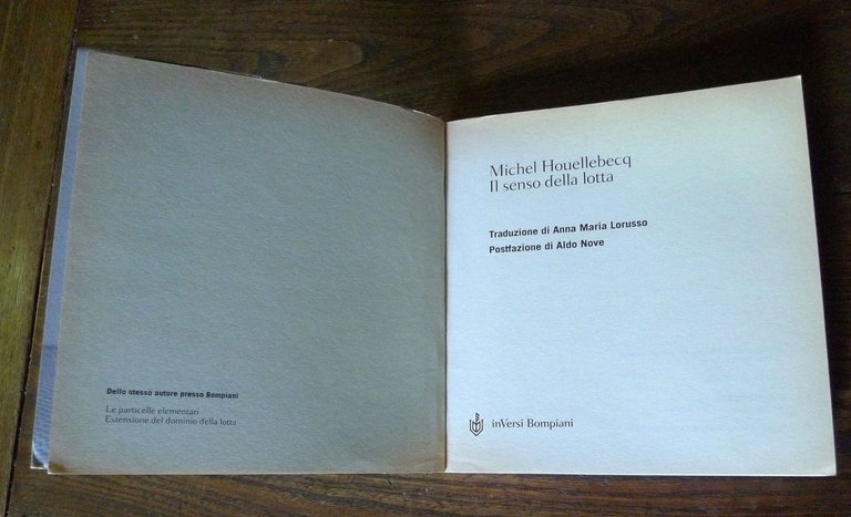 Michel Houellebecq,IL SENSO DELLA LOTTA,2000 Bompiani[poesia,inVersi,Aldo Nove