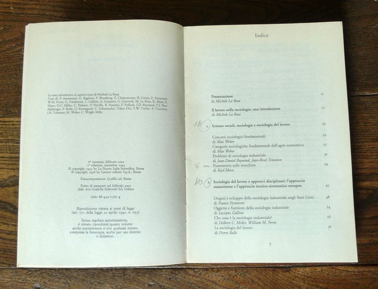 Michele La Rosa,IL LAVORO NELLA SOCIOLOGIA,2002 Carocci