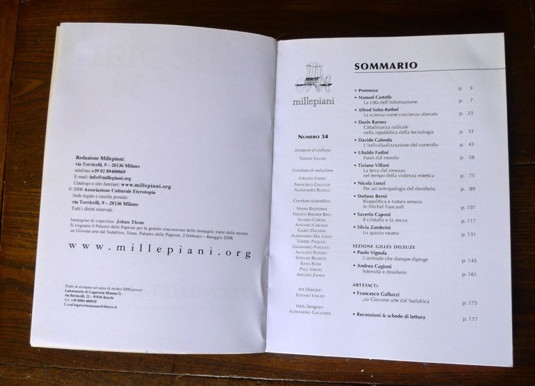 MILLEPIANI 34 2008.MANUEL CASTELLS,ALFRED SOHN-RETHEL.TECNOMETAMORFOSI[FILOSOFIA