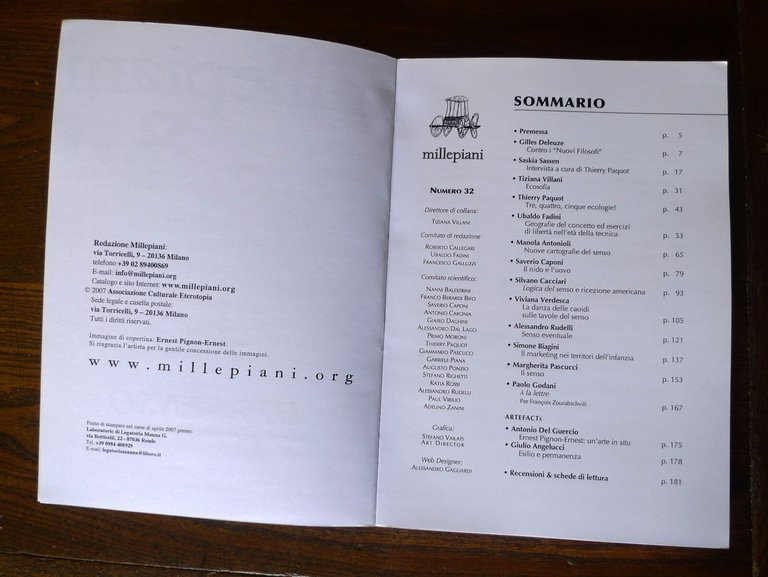 MILLEPIANI N.32 2007.GILLES DELEUZE,SASKIA SASSEN,Eterotopia[FILOSOFIA,ECOLOGIA