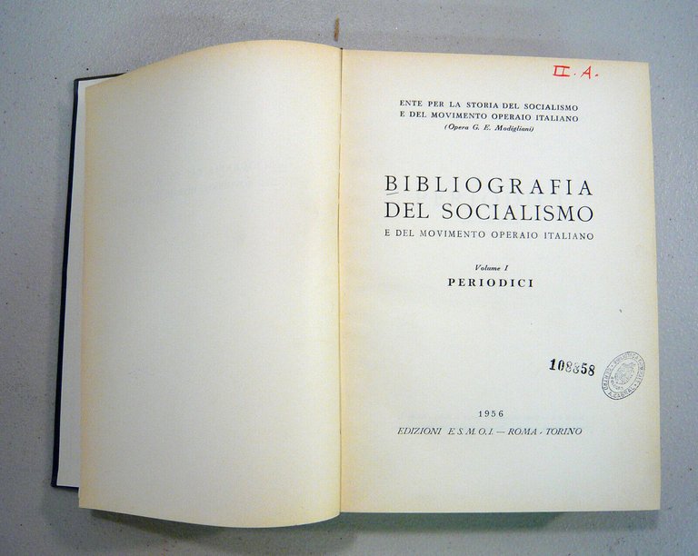 Modigliani,BIBLIOGRAFIA DEL SOCIALISMO e del movimento operaio italiano,1956