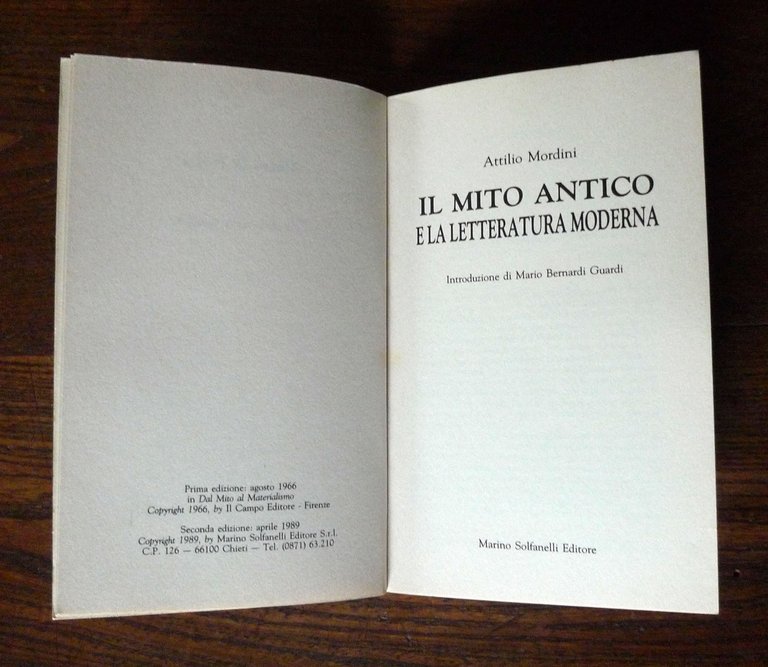 Mordini,IL MITO ANTICO E LA LETTERATURA MODERNA,1989 Solfanelli[Pinocchio