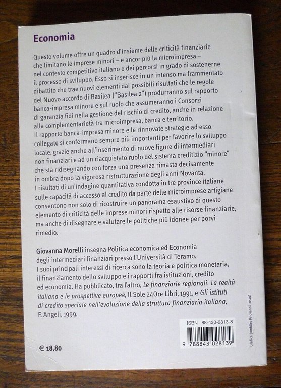 Morelli,CREDITO, SISTEMI DI GARANZIA E MICROIMPRESE,2004 Carocci[ECONOMIA