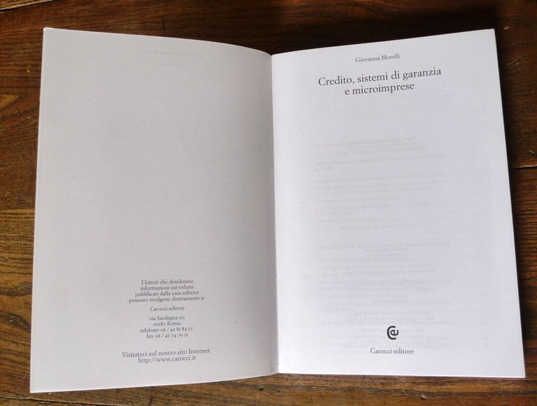 Morelli,CREDITO, SISTEMI DI GARANZIA E MICROIMPRESE,2004 Carocci[ECONOMIA