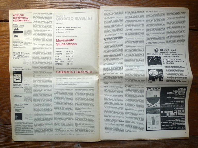 MOVIMENTO STUDENTESCO MILANO UNIVERSITÀ STATALE n.28 Gennaio 1974[comunismo