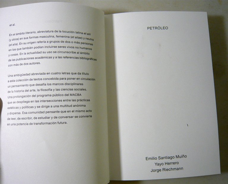 Muino/Herrero/Riechmann,PETRÓLEO,2018 MACBA[ecologia,sviluppo sostenibile