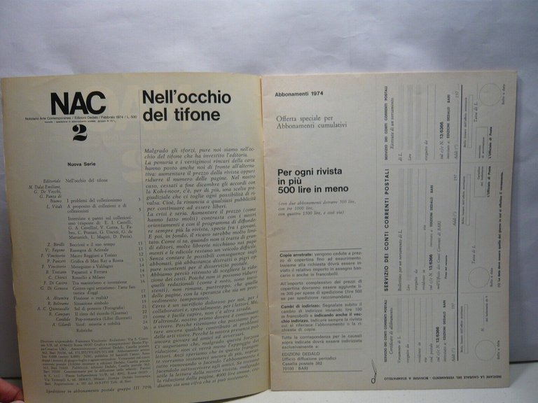 NAC Num. 2.Notiziario Arte Contemporanea,Dedalo 1972[Pozzati,Boccioni,Man Ray