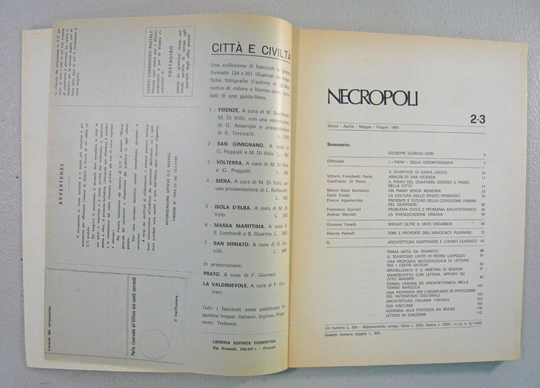 NECROPOLI n.2-3 1969.Rivista bimestrale[architettura,Firenze Santa Croce