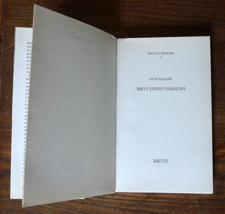 Nico Naldini,MIO CUGINO PASOLINI,2000 Bietti[Pier Paolo,critica letteraria