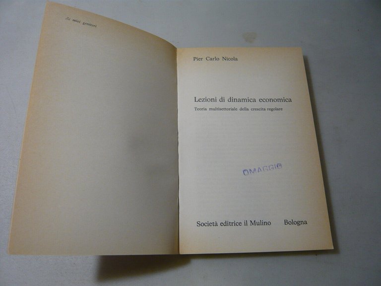Nicola,LEZIONI DI DINAMICA ECONOMICA,Bologna,1976[critica economica
