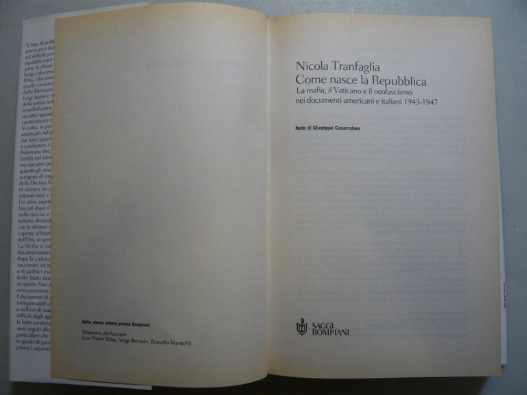 Nicola Tranfaglia,COME NASCE LA REPUBBLICA,Bompiani 2004[mafia, neofascismo