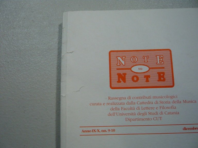 NOTE SU NOTE Rassegna di contributi musicologici,2002[musica