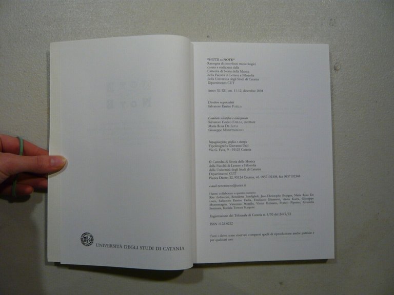 NOTE SU NOTE,Rassegna di contributi musicologici,2004[musica