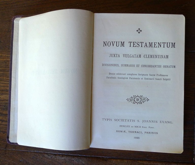 NOVUM TESTAMENTUM JUXTA VULGATAM CLEMENTINAM,1935[VANGELO,VULGATA CLEMENTINA
