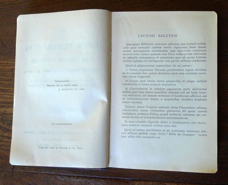 NOVUM TESTAMENTUM JUXTA VULGATAM CLEMENTINAM,1935[VANGELO,VULGATA CLEMENTINA