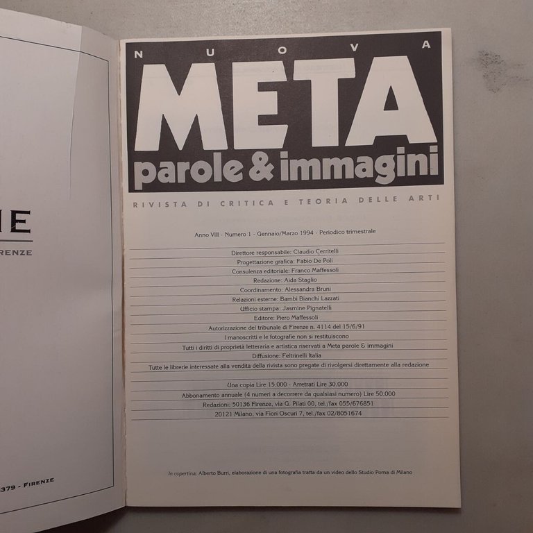 NUOVA META PAROLE E IMMAGINI 1,Maffessoli 1994[arte e critica