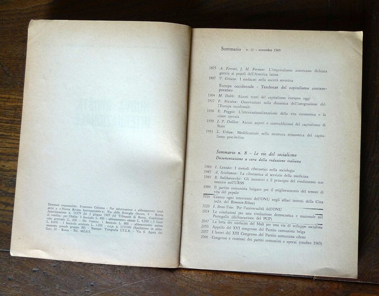 NUOVA RIVISTA INTERNAZIONALE n.11 1965[comunismo,socialismo,cibernetica
