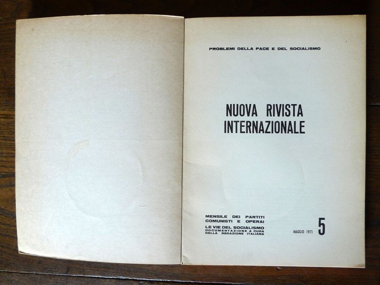 NUOVA RIVISTA INTERNAZIONALE n.5 1971[comunismo,socialismo,strutturalismo