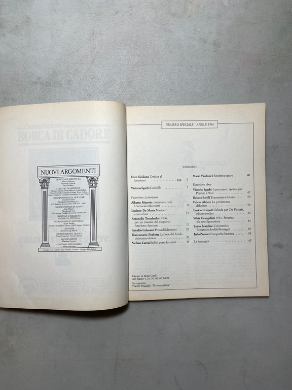 NUOVI ARGOMENTI Numero speciale Aprile 1986 FUTURISMO[Fulvio Abbate | Immagine Gallery 2