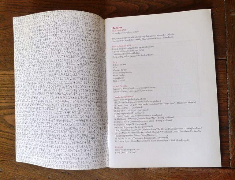 OCCULTO Magazine ISSUE E SUMMER 2013[rivista,arte,scienza,musica,Alice Cannava