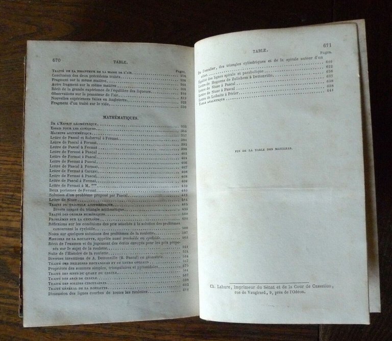 OEUVRES COMPLÈTES DE BLAISE PASCAL.TOME SECOND.Éd.de Ch. Lahure,1858 Hachette