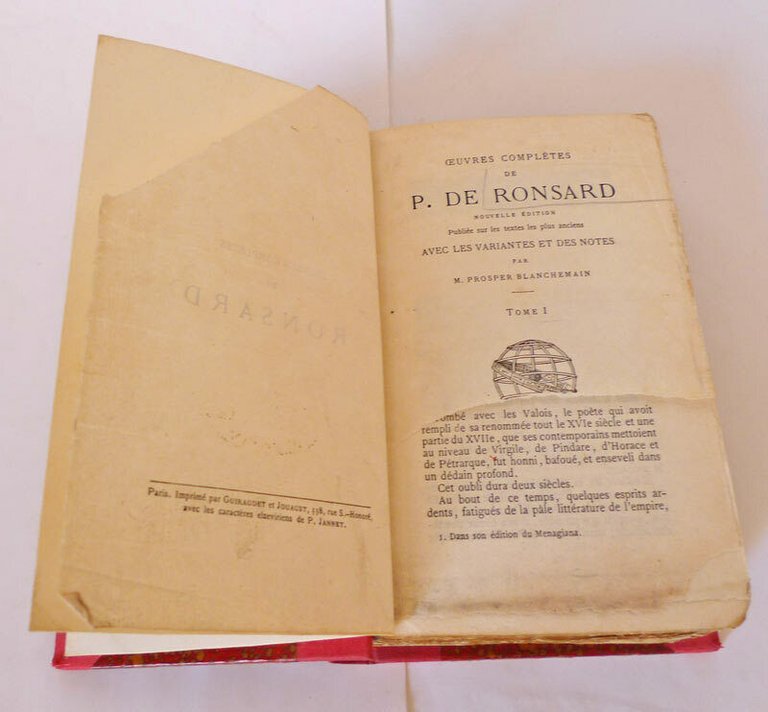 OEUVRES COMPLETES DE P.DE RONSARD.t.I,1857[poesia francese,Rinascimento,Pléiade