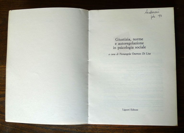 Oneroso Di Lisa,GIUSTIZIA,NORME E AUTOREGOLAZIONE IN PSICOLOGIA SOCIALE,1989 | Immagine Gallery 3