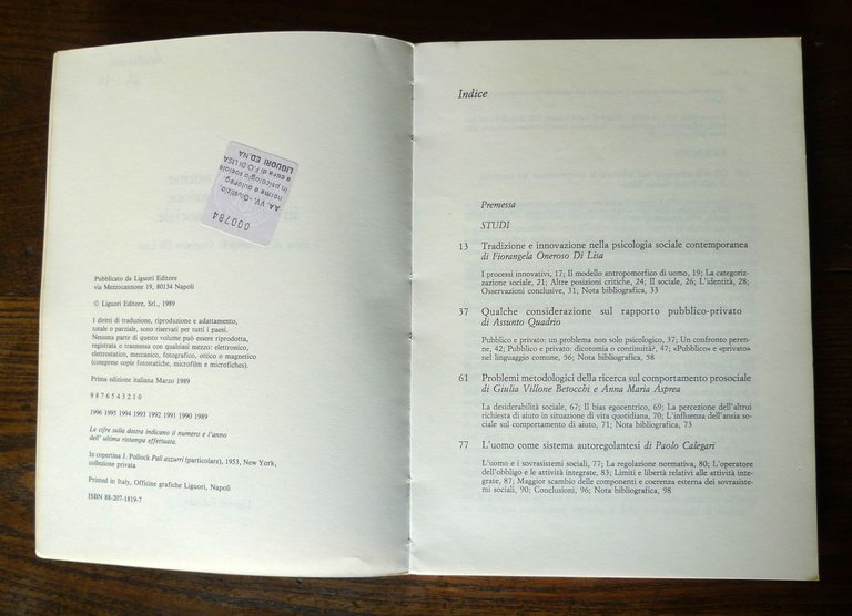 Oneroso Di Lisa,GIUSTIZIA,NORME E AUTOREGOLAZIONE IN PSICOLOGIA SOCIALE,1989 | Immagine Gallery 4