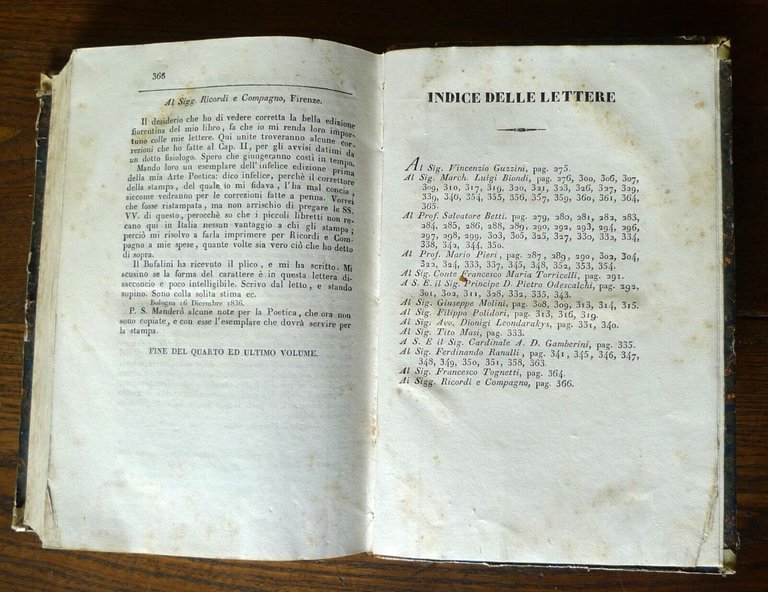 OPERE COMPLETE DI PAOLO COSTA,1839 Formigli[FILOSOFIA,POESIA,LETTERE,BOLOGNA