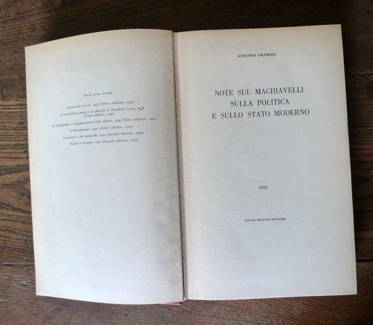 OPERE DI ANTONIO GRAMSCI,8 voll.,Einaudi 1952[LETTERE DAL CARCERE,L'ORDINE NUOVO